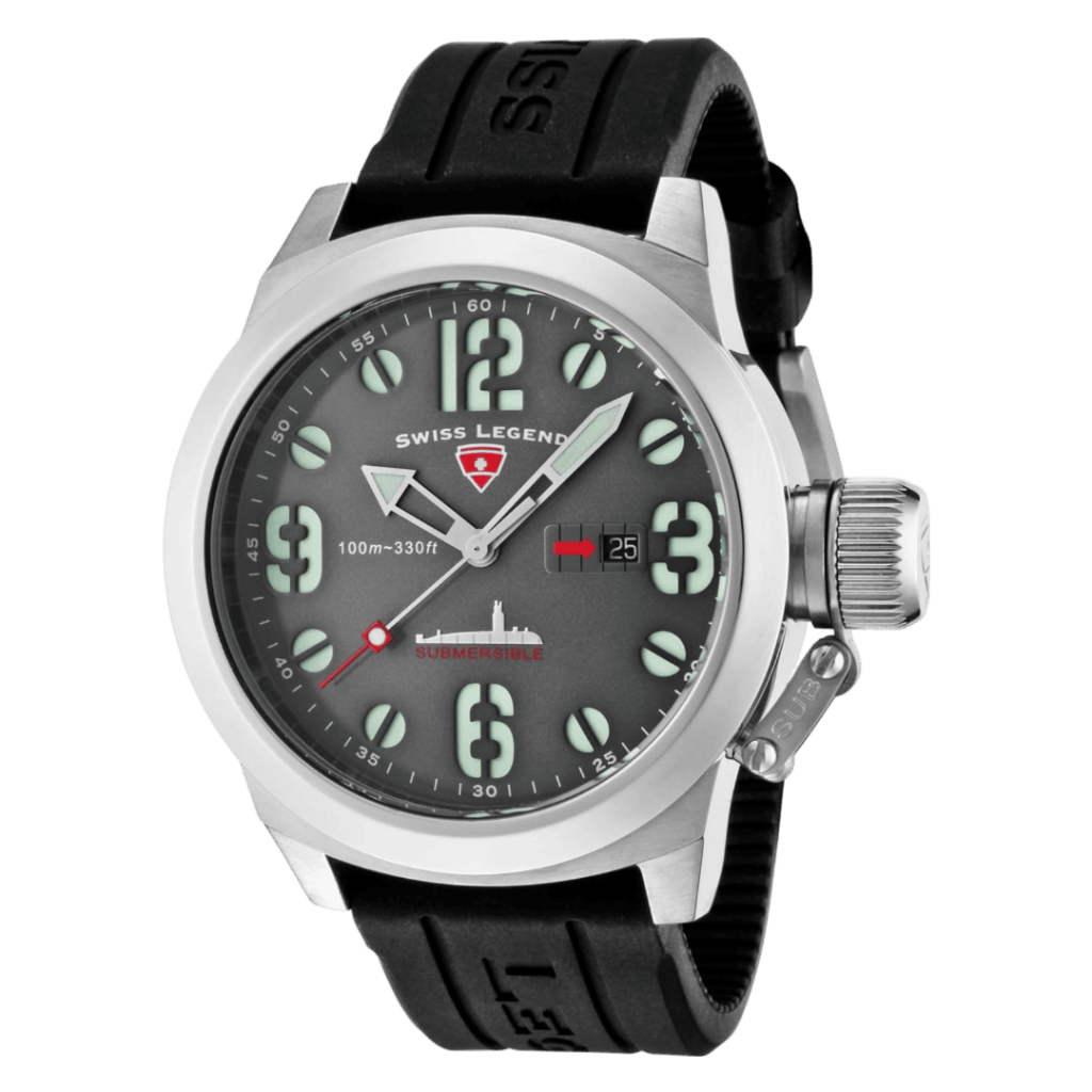 Swiss Legend Men's Submersible Black/Grey Silicone Watch